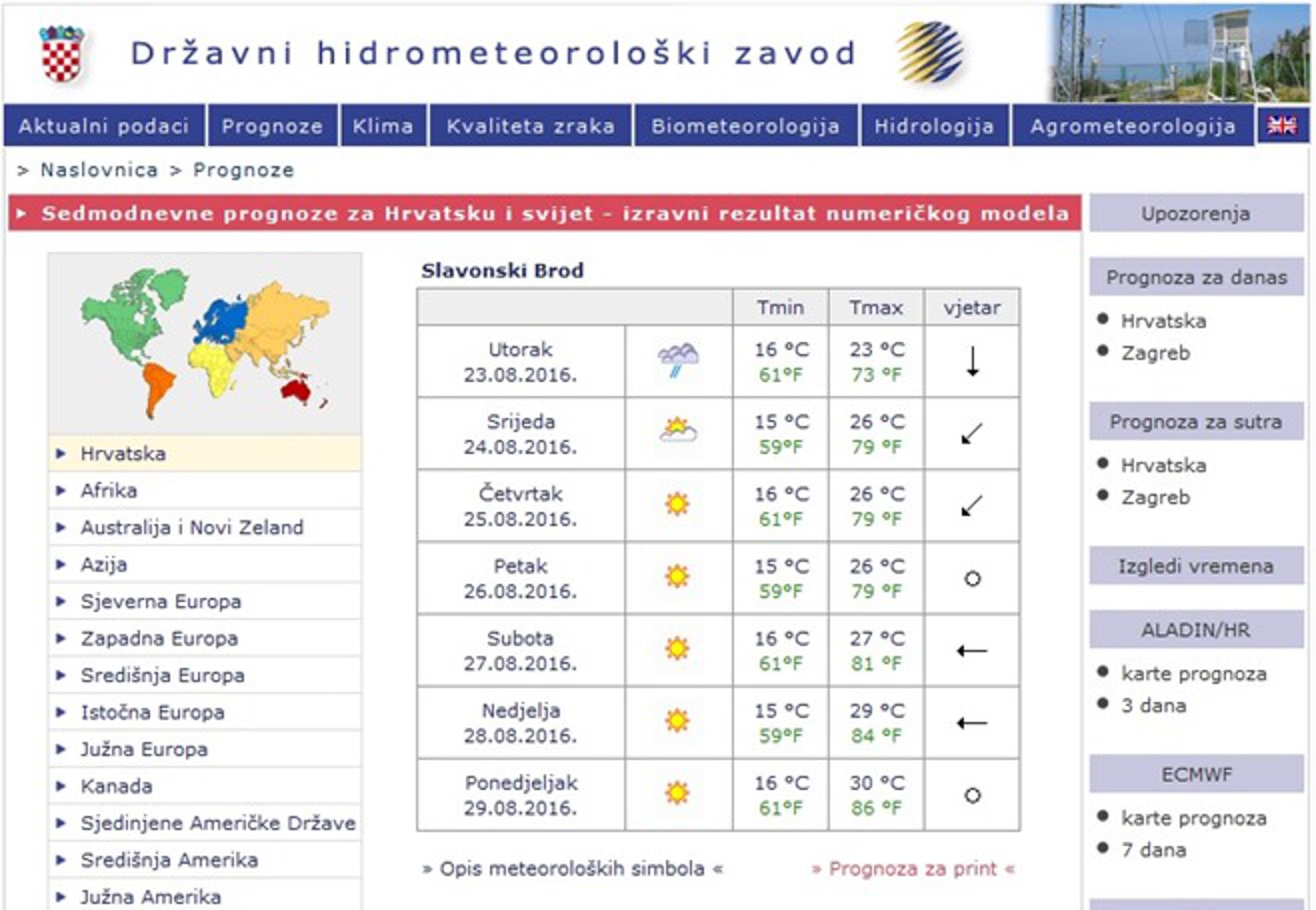 Sedmodnevna prognoza za Slavonski Brod
