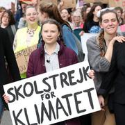 Greta Thunberg (s plakatom)