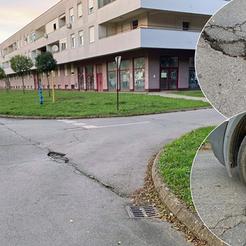 Prijeteća rupa na raskrižju kod Bloka IV Naselja Andrije Hebranga može prouzročiti probijanje gume